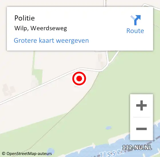 Locatie op kaart van de 112 melding: Politie Wilp, Weerdseweg op 24 juli 2022 12:20