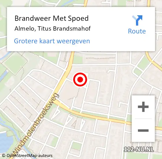 Locatie op kaart van de 112 melding: Brandweer Met Spoed Naar Almelo, Titus Brandsmahof op 24 juli 2022 12:21