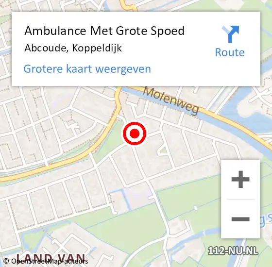 Locatie op kaart van de 112 melding: Ambulance Met Grote Spoed Naar Abcoude, Koppeldijk op 24 juli 2022 12:31