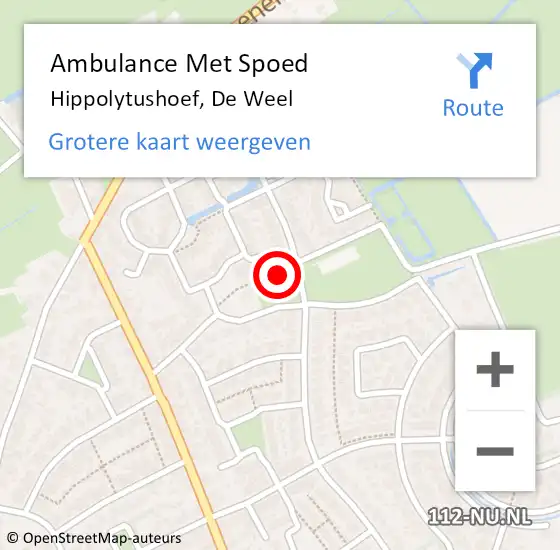 Locatie op kaart van de 112 melding: Ambulance Met Spoed Naar Hippolytushoef, De Weel op 24 juli 2022 12:31