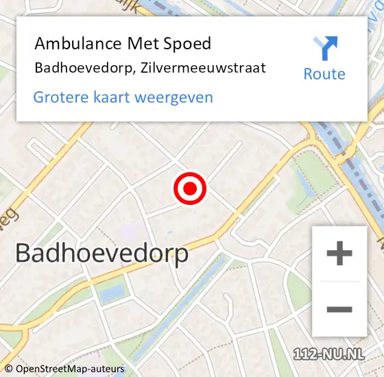 Locatie op kaart van de 112 melding: Ambulance Met Spoed Naar Badhoevedorp, Zilvermeeuwstraat op 24 juli 2022 12:48