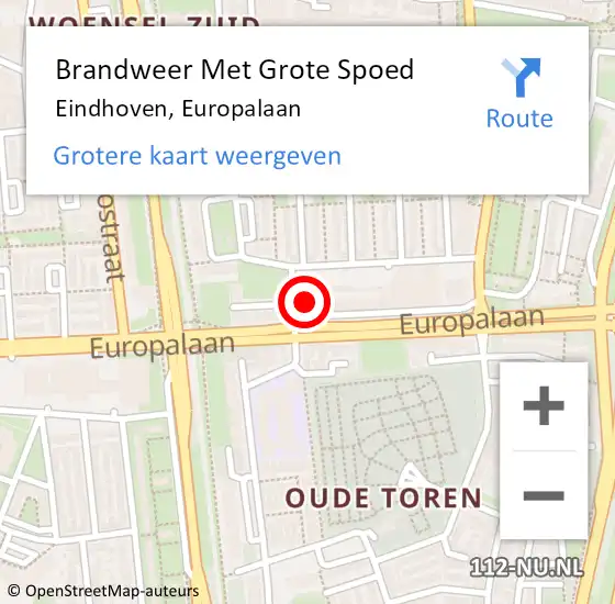 Locatie op kaart van de 112 melding: Brandweer Met Grote Spoed Naar Eindhoven, Europalaan op 24 juli 2022 13:24