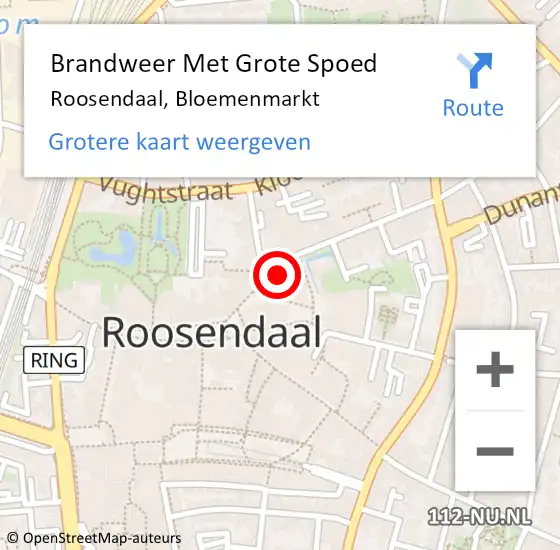 Locatie op kaart van de 112 melding: Brandweer Met Grote Spoed Naar Roosendaal, Bloemenmarkt op 24 juli 2022 13:25