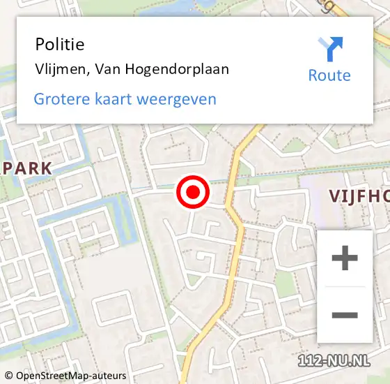 Locatie op kaart van de 112 melding: Politie Vlijmen, Van Hogendorplaan op 24 juli 2022 13:33