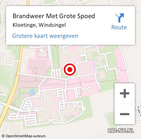 Locatie op kaart van de 112 melding: Brandweer Met Grote Spoed Naar Kloetinge, Windsingel op 24 juli 2022 13:47