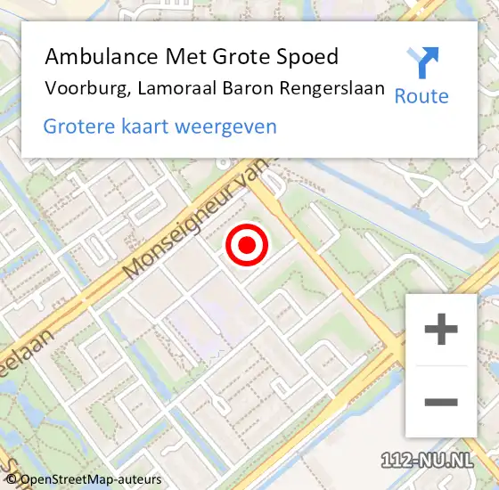 Locatie op kaart van de 112 melding: Ambulance Met Grote Spoed Naar Voorburg, Lamoraal Baron Rengerslaan op 24 juli 2022 13:49