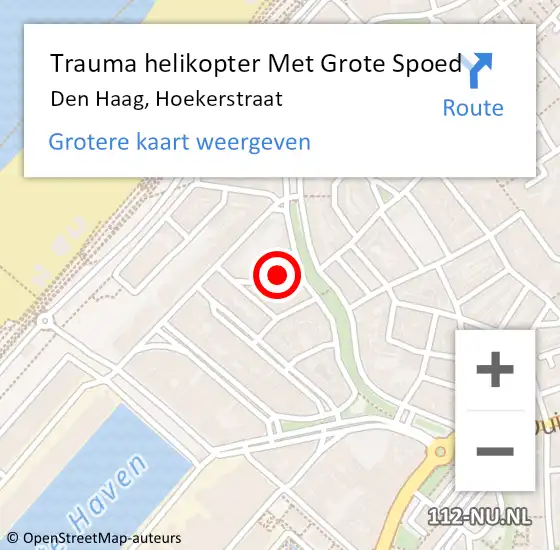 Locatie op kaart van de 112 melding: Trauma helikopter Met Grote Spoed Naar Den Haag, Hoekerstraat op 24 juli 2022 13:51