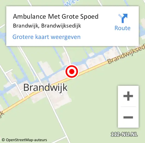 Locatie op kaart van de 112 melding: Ambulance Met Grote Spoed Naar Brandwijk, Brandwijksedijk op 24 juli 2022 13:53