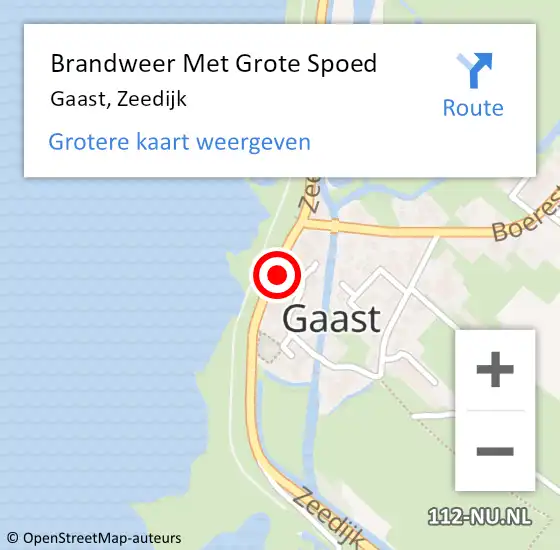 Locatie op kaart van de 112 melding: Brandweer Met Grote Spoed Naar Gaast, Zeedijk op 24 juli 2014 09:36