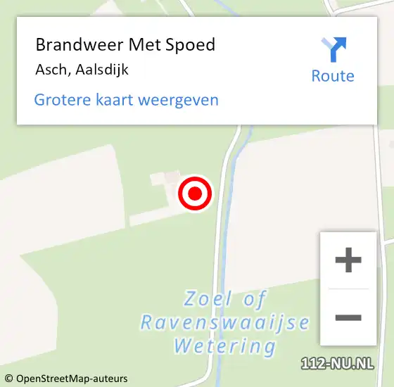 Locatie op kaart van de 112 melding: Brandweer Met Spoed Naar Asch, Aalsdijk op 24 juli 2022 14:04