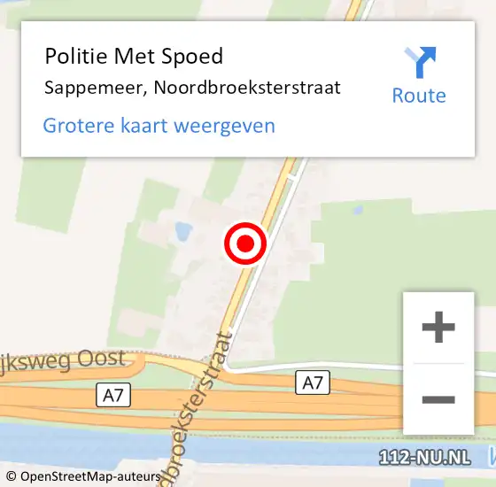 Locatie op kaart van de 112 melding: Politie Met Spoed Naar Sappemeer, Noordbroeksterstraat op 24 juli 2022 14:05