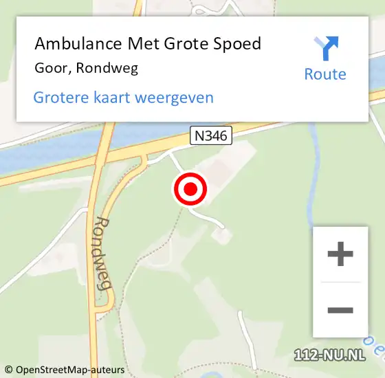 Locatie op kaart van de 112 melding: Ambulance Met Grote Spoed Naar Goor, Rondweg op 24 juli 2022 14:08