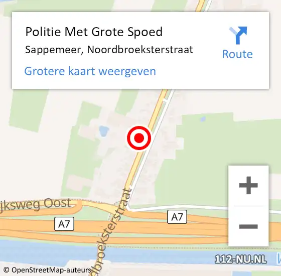 Locatie op kaart van de 112 melding: Politie Met Grote Spoed Naar Sappemeer, Noordbroeksterstraat op 24 juli 2022 14:08