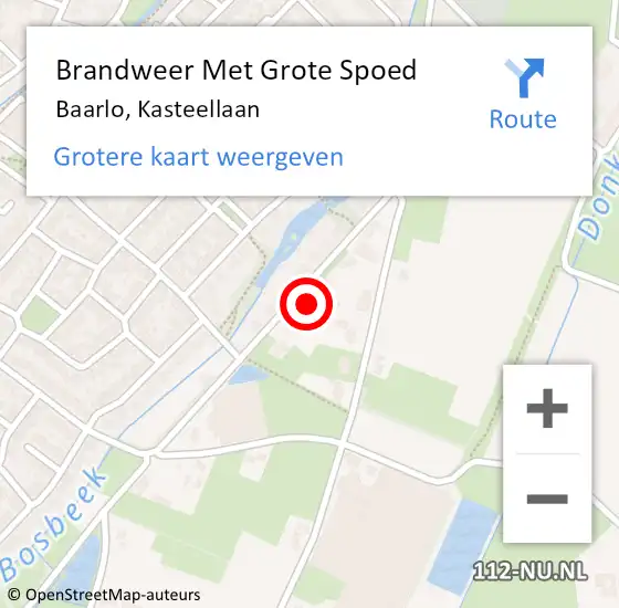 Locatie op kaart van de 112 melding: Brandweer Met Grote Spoed Naar Baarlo, Kasteellaan op 24 juli 2022 14:34