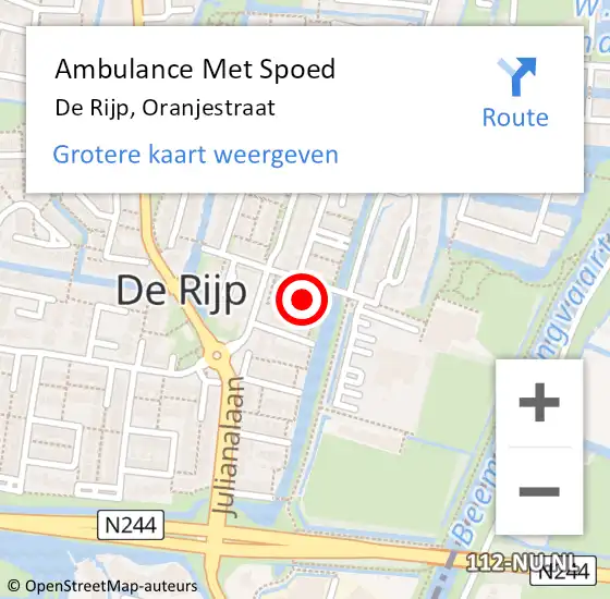 Locatie op kaart van de 112 melding: Ambulance Met Spoed Naar De Rijp, Oranjestraat op 24 juli 2022 14:46