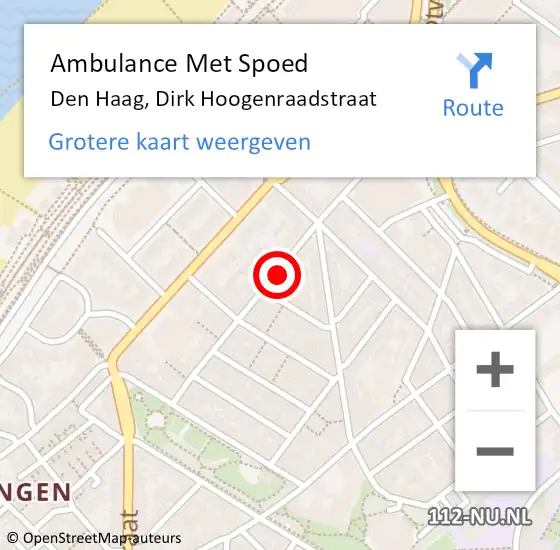 Locatie op kaart van de 112 melding: Ambulance Met Spoed Naar Den Haag, Dirk Hoogenraadstraat op 24 juli 2022 14:50