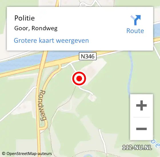 Locatie op kaart van de 112 melding: Politie Goor, Rondweg op 24 juli 2022 15:11