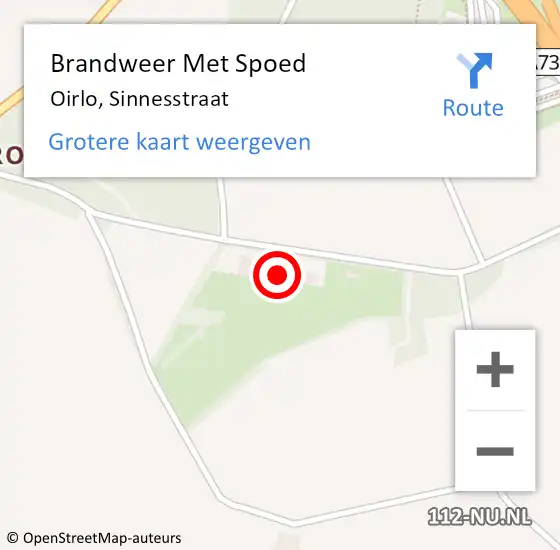 Locatie op kaart van de 112 melding: Brandweer Met Spoed Naar Oirlo, Sinnesstraat op 24 juli 2022 15:23