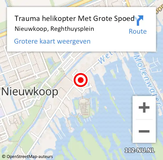 Locatie op kaart van de 112 melding: Trauma helikopter Met Grote Spoed Naar Nieuwkoop, Reghthuysplein op 24 juli 2022 15:26