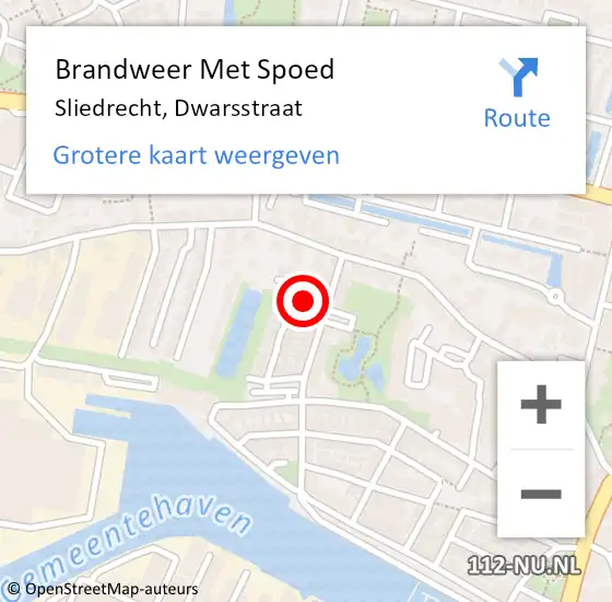 Locatie op kaart van de 112 melding: Brandweer Met Spoed Naar Sliedrecht, Dwarsstraat op 24 juli 2022 15:28