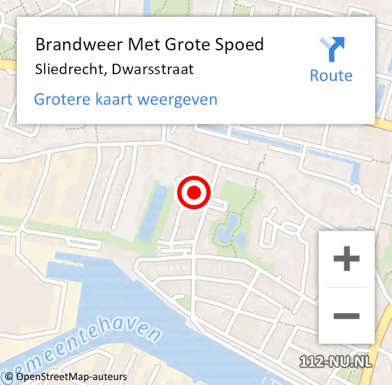 Locatie op kaart van de 112 melding: Brandweer Met Grote Spoed Naar Sliedrecht, Dwarsstraat op 24 juli 2022 15:30