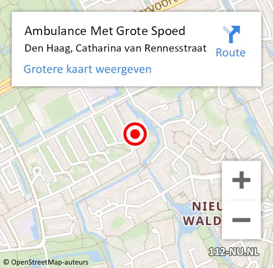 Locatie op kaart van de 112 melding: Ambulance Met Grote Spoed Naar Den Haag, Catharina van Rennesstraat op 24 juli 2022 15:32