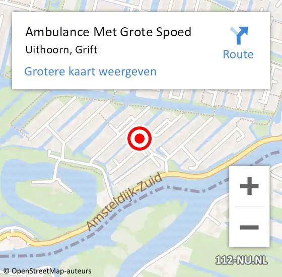 Locatie op kaart van de 112 melding: Ambulance Met Grote Spoed Naar Uithoorn, Grift op 24 juli 2022 15:35