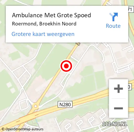 Locatie op kaart van de 112 melding: Ambulance Met Grote Spoed Naar Roermond, Broekhin Noord op 24 juli 2022 15:52