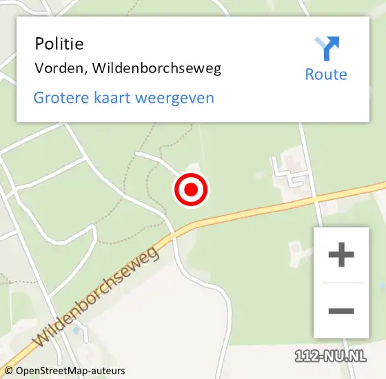 Locatie op kaart van de 112 melding: Politie Vorden, Wildenborchseweg op 24 juli 2022 16:03