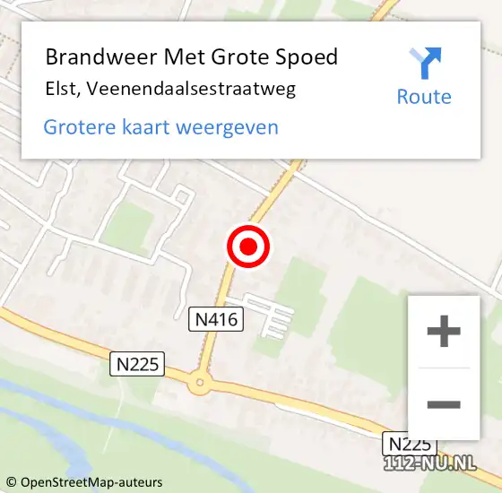 Locatie op kaart van de 112 melding: Brandweer Met Grote Spoed Naar Elst, Veenendaalsestraatweg op 24 juli 2022 16:08