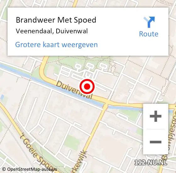 Locatie op kaart van de 112 melding: Brandweer Met Spoed Naar Veenendaal, Duivenwal op 24 juli 2022 16:09