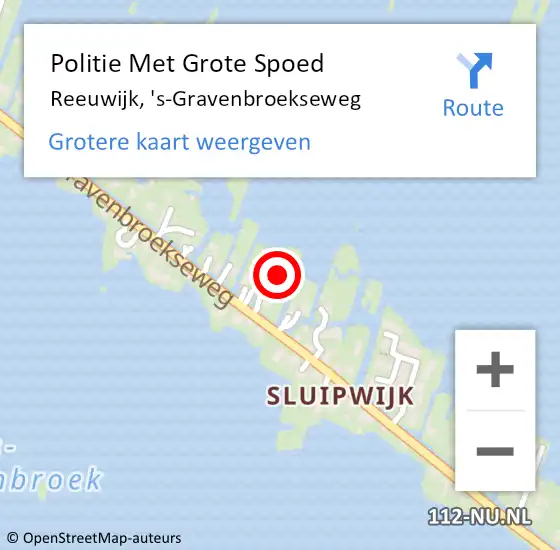 Locatie op kaart van de 112 melding: Politie Met Grote Spoed Naar Reeuwijk, 's-Gravenbroekseweg op 24 juli 2022 16:45