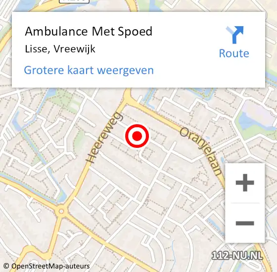 Locatie op kaart van de 112 melding: Ambulance Met Spoed Naar Lisse, Vreewijk op 24 juli 2022 17:02