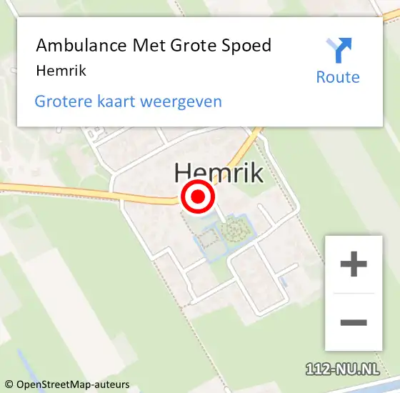 Locatie op kaart van de 112 melding: Ambulance Met Grote Spoed Naar Hemrik op 24 juli 2022 17:10