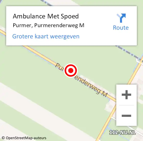 Locatie op kaart van de 112 melding: Ambulance Met Spoed Naar Purmer, Purmerenderweg M op 24 juli 2022 17:28