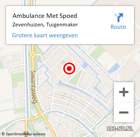 Locatie op kaart van de 112 melding: Ambulance Met Spoed Naar Zevenhuizen, Tuigenmaker op 24 juli 2022 17:40