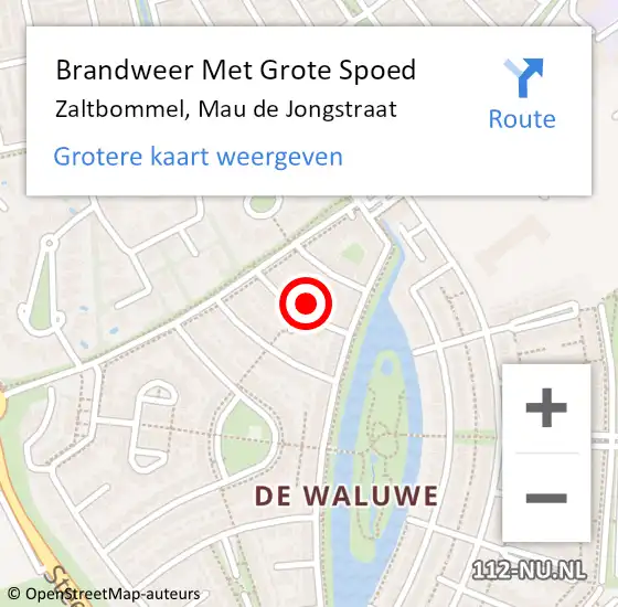 Locatie op kaart van de 112 melding: Brandweer Met Grote Spoed Naar Zaltbommel, Mau de Jongstraat op 24 juli 2022 17:41