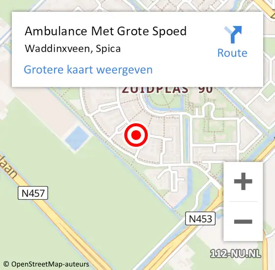 Locatie op kaart van de 112 melding: Ambulance Met Grote Spoed Naar Waddinxveen, Spica op 24 juli 2022 17:47