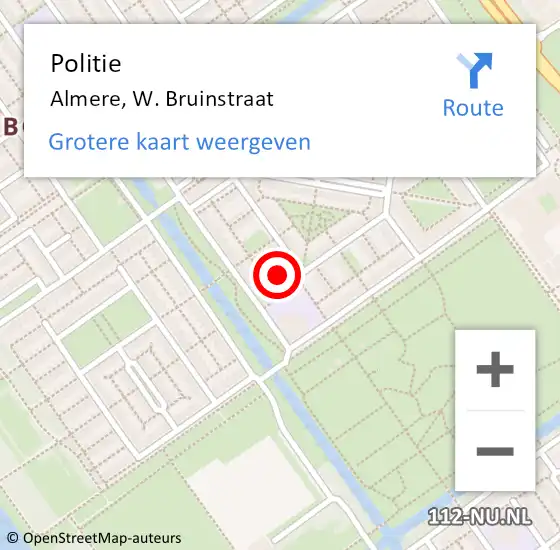 Locatie op kaart van de 112 melding: Politie Almere, W. Bruinstraat op 24 juli 2022 17:58