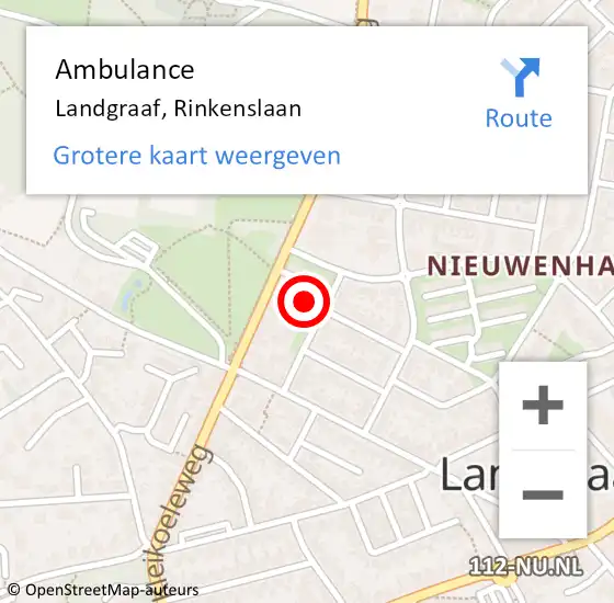 Locatie op kaart van de 112 melding: Ambulance Landgraaf, Rinkenslaan op 24 juli 2014 10:04