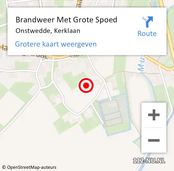 Locatie op kaart van de 112 melding: Brandweer Met Grote Spoed Naar Onstwedde, Kerklaan op 24 juli 2022 18:06