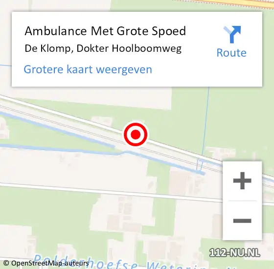 Locatie op kaart van de 112 melding: Ambulance Met Grote Spoed Naar De Klomp, Dokter Hoolboomweg op 24 juli 2022 18:11