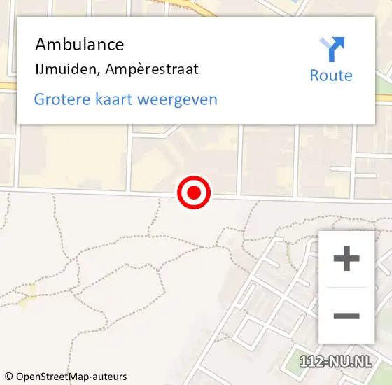 Locatie op kaart van de 112 melding: Ambulance IJmuiden, Ampèrestraat op 24 juli 2022 18:21