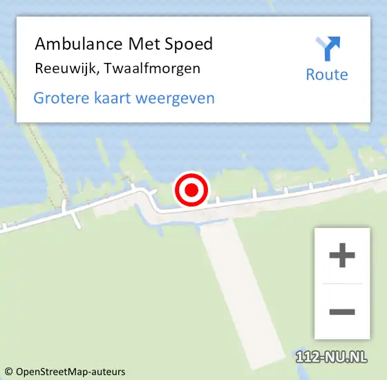 Locatie op kaart van de 112 melding: Ambulance Met Spoed Naar Reeuwijk, Twaalfmorgen op 24 juli 2022 18:26