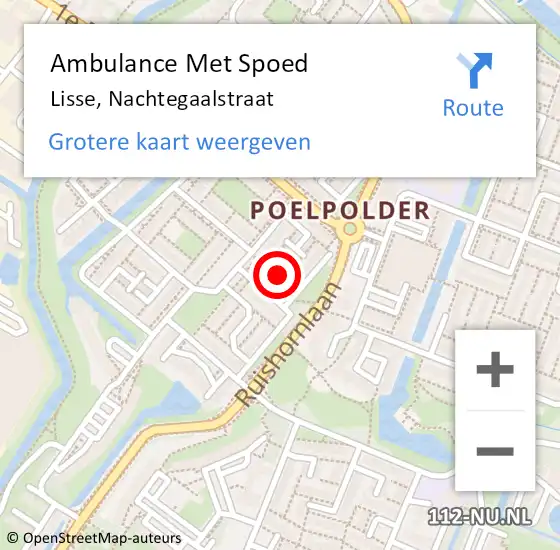 Locatie op kaart van de 112 melding: Ambulance Met Spoed Naar Lisse, Nachtegaalstraat op 24 juli 2022 18:43