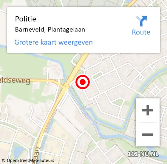Locatie op kaart van de 112 melding: Politie Barneveld, Plantagelaan op 24 juli 2022 18:45