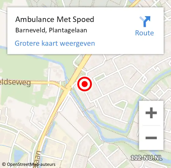 Locatie op kaart van de 112 melding: Ambulance Met Spoed Naar Barneveld, Plantagelaan op 24 juli 2022 18:46