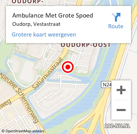 Locatie op kaart van de 112 melding: Ambulance Met Grote Spoed Naar Oudorp, Vestastraat op 24 juli 2022 18:51