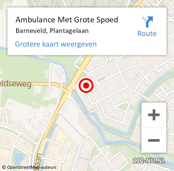 Locatie op kaart van de 112 melding: Ambulance Met Grote Spoed Naar Barneveld, Plantagelaan op 24 juli 2022 18:55