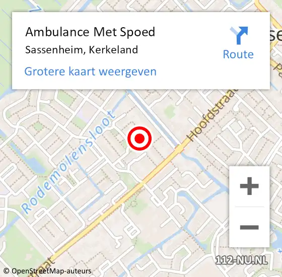 Locatie op kaart van de 112 melding: Ambulance Met Spoed Naar Sassenheim, Kerkeland op 24 juli 2022 19:07